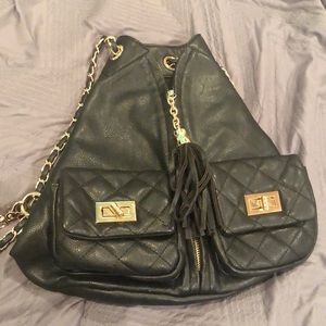 Black leather backpack